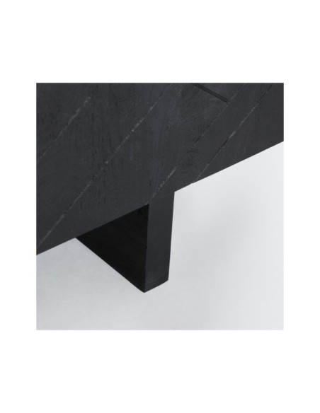 Mueble TV BOULOC, Madera de Mango, DM / Negro - Kodu Home Design