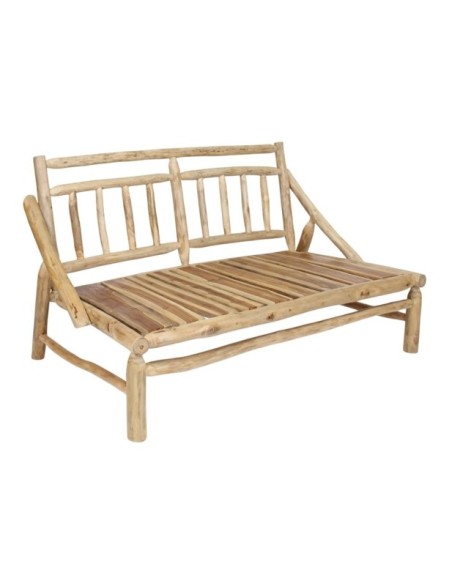 Banco Samos De Madera Maciza Tropical Natural 2 Plazas
