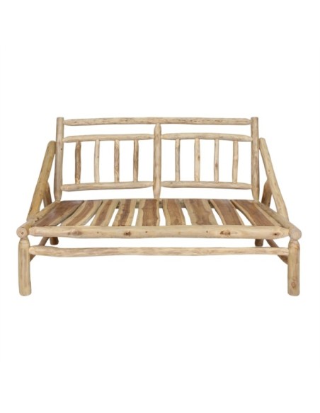 Banco Samos De Madera Maciza Tropical Natural 2 Plazas