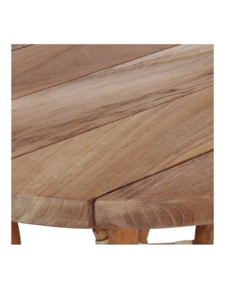 Mesa De Comedor Lofoten De Madera De Teca Y Ratán Natural Circular Ø70 Cm
