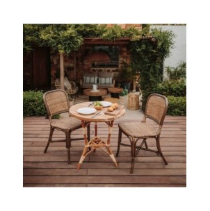 Mesa De Comedor Lofoten De Madera De Teca Y Ratán Natural... 2