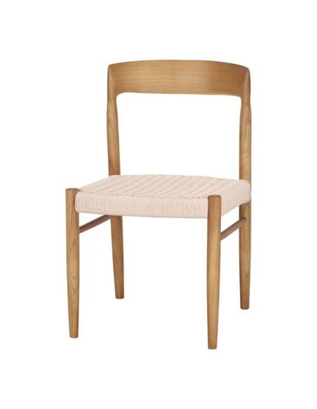 Silla Odense De Madera Maciza De Olmo Y Cuerda Natural