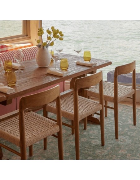 Silla Odense De Madera Maciza De Olmo Y Cuerda Natural