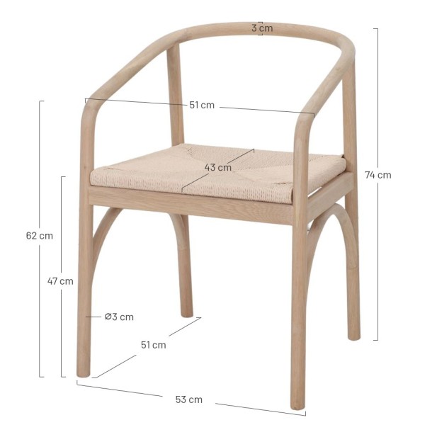 Silla Helsinki Madera Roble Cuerda