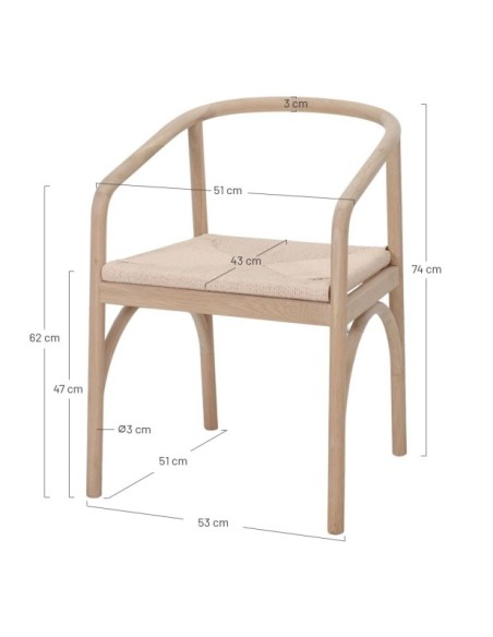 Silla Helsinki Madera Roble Cuerda