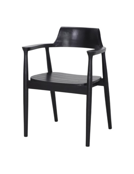 Silla Turín Madera Teka Contemporánea Negro