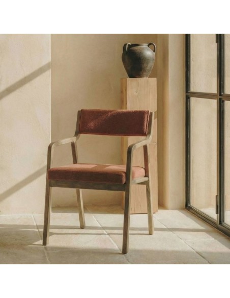 Silla Praga Madera Tapizada Nórdica Toffee