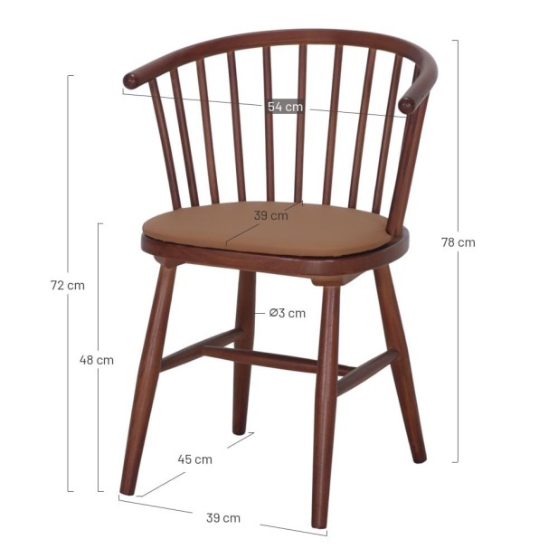 Silla Copenhague Madera Olmo Brazos