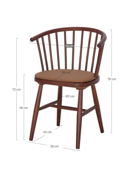 Silla Copenhague Madera Olmo Brazos