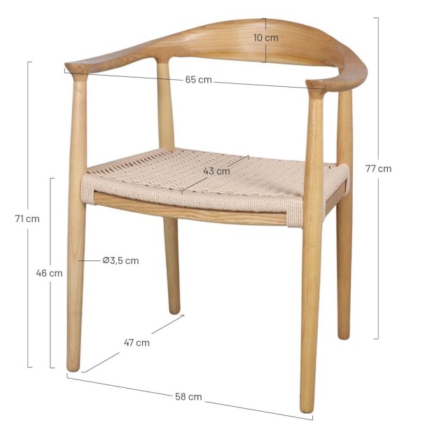 Silla Estocolmo Madera Olmo Cuerda