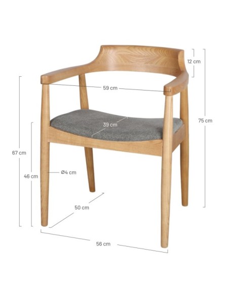 Silla Amberes Madera Olmo Tapizada