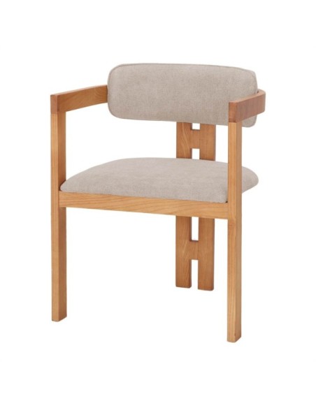Silla Florencia Madera Olmo Tapizada Marfil