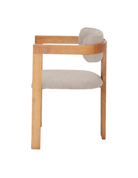 Silla Florencia Madera Olmo Tapizada Marfil