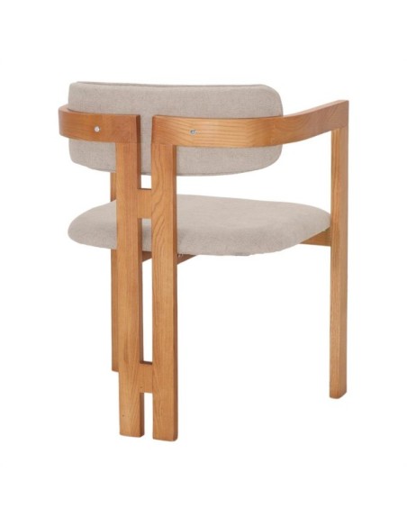 Silla Florencia Madera Olmo Tapizada Marfil