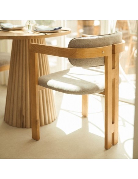 Silla Florencia Madera Olmo Tapizada Trufa