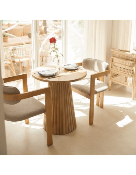 Silla Florencia Madera Olmo Tapizada Trufa