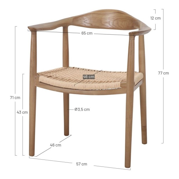 Silla Malmö Madera Fresno Cuerda