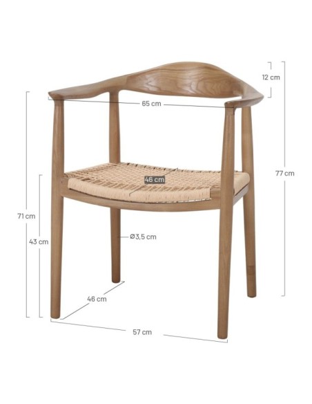 Silla Malmö Madera Fresno Cuerda