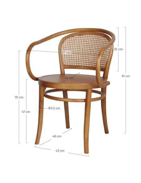 Silla Biarritz Madera Ratán Bistró