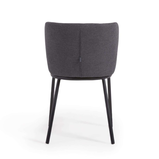 Silla Ciselia chenilla gris oscuro/acero negro - Kave Home