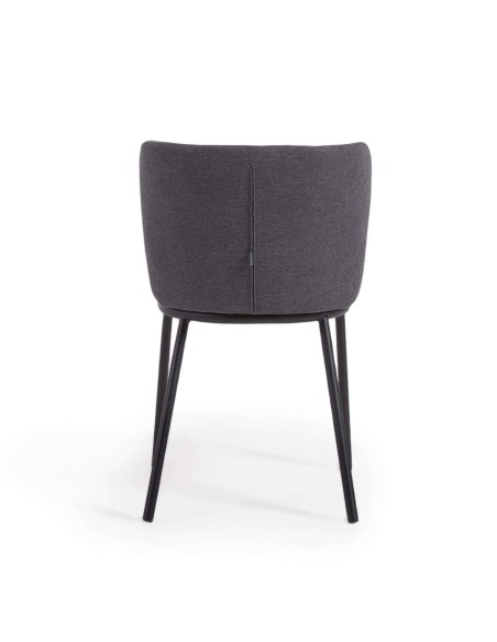 Silla Ciselia chenilla gris oscuro/acero negro - Kave Home