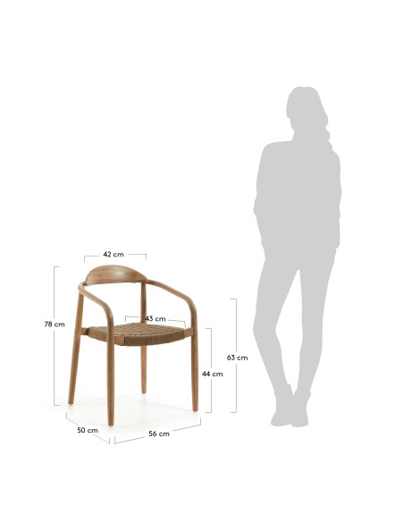 Silla NINA, Acacia Natural / Cuerda Natural - Kave Home. Vackart