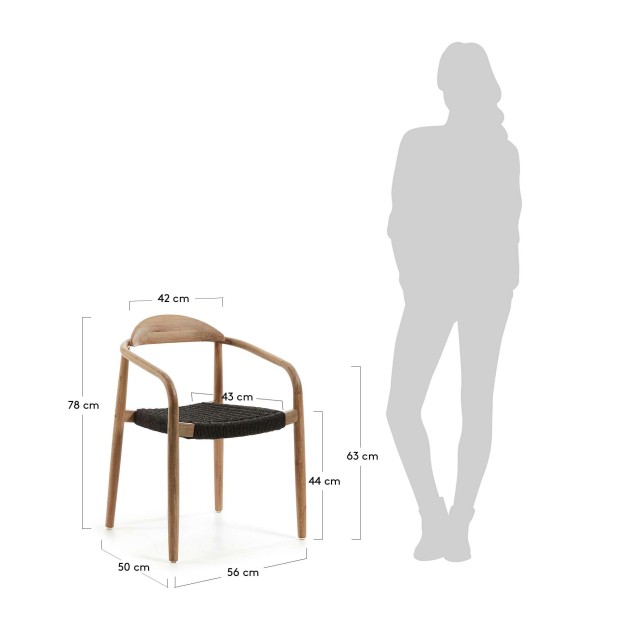 Silla NINA, Acacia Natural / Cuerda Negra - Kave Home. Vackart