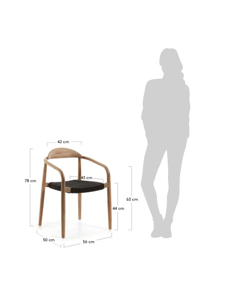 Silla NINA, Acacia Natural / Cuerda Negra - Kave Home. Vackart