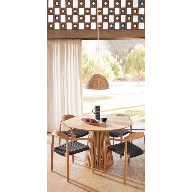 Silla NINA, Acacia Natural / Cuerda Negra - Kave Home. Vackart