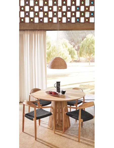 Silla NINA, Acacia Natural / Cuerda Negra - Kave Home. Vackart