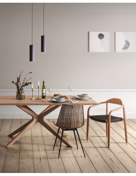 Silla NINA, Acacia Natural / Cuerda Negra - Kave Home. Vackart