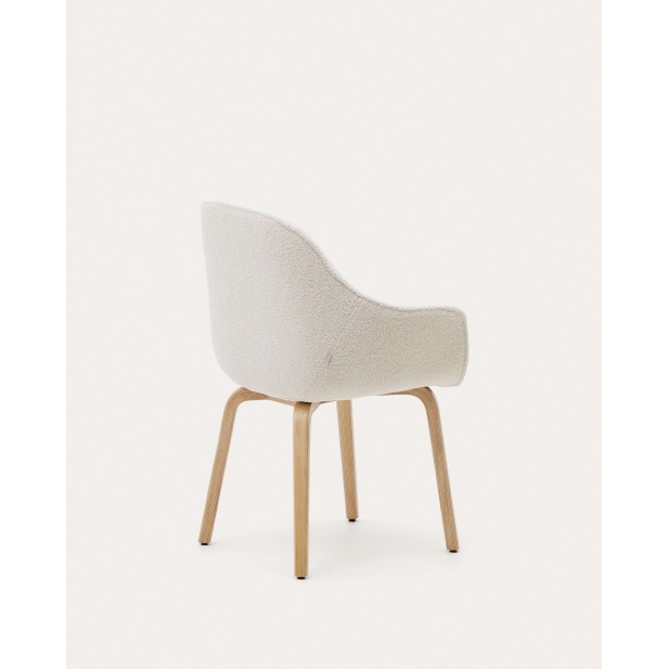 Silla Aleli, borreguito blanco, fresno natural Kave Home. C0100008HI39