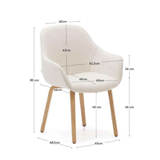 Silla Aleli, borreguito blanco, fresno natural Kave Home. C0100008HI39