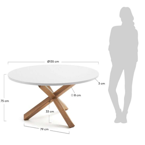 Mesa LOTUS Ø135 cm, de comedor, blanca - Kave Home, Vackart