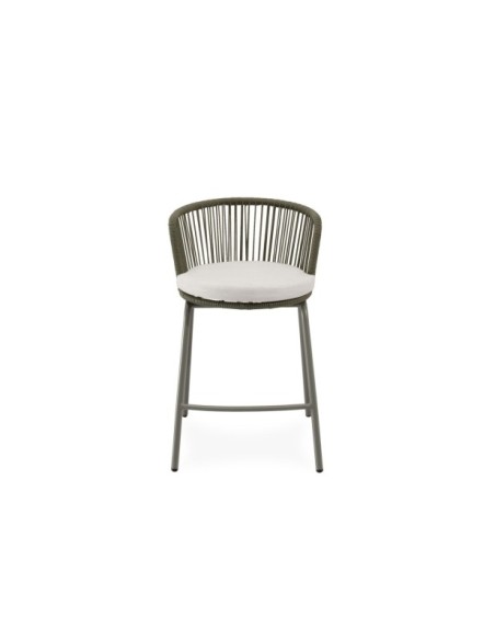 Taburete Alto Exterior ASTRID 64,5 cm, Acero / Cuerda / Verde