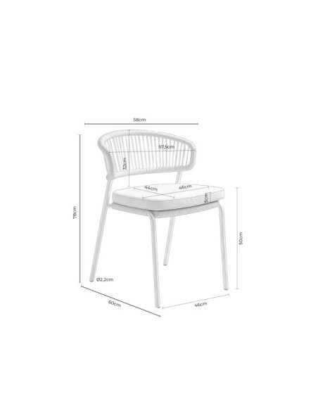 Silla Exterior THOR, Textil / Acero / Cuerda / Beige