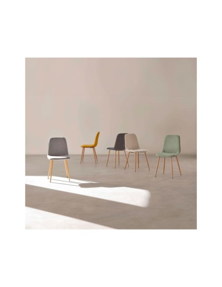 Silla BOE, Textil / Contrachapado / Madera / Beige