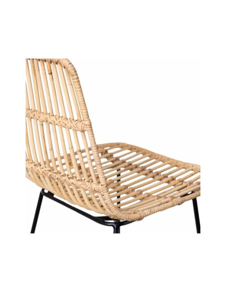 Silla BIRGET, Ratán / Metal / Natural / Negro