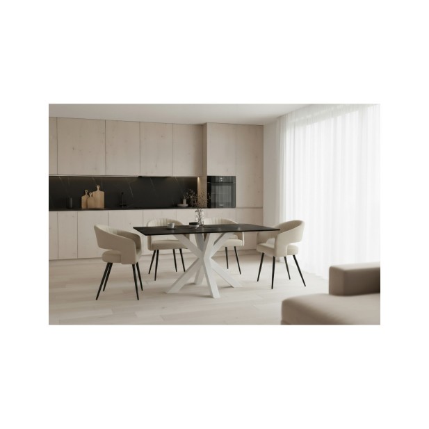 Silla KRISTIN, Textil / Metal / Beige