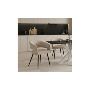 Silla KRISTIN, Textil / Metal / Beige