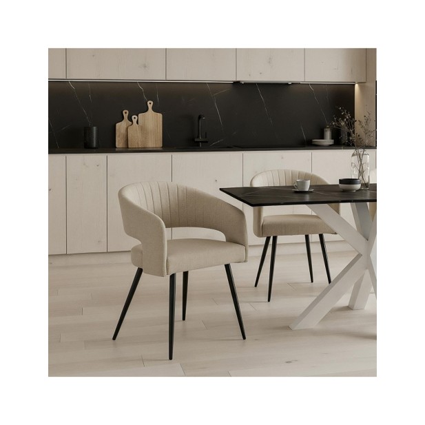 Silla KRISTIN, Textil / Metal / Beige