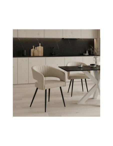 Silla KRISTIN, Textil / Metal / Beige