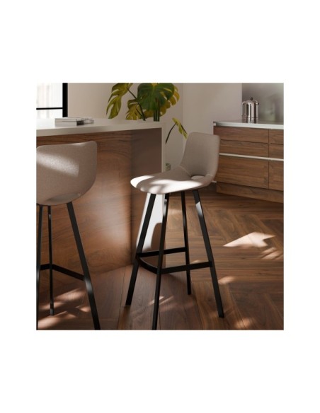 Taburete Alto ASTRO 78 cm, Textil / Metal / Taupe