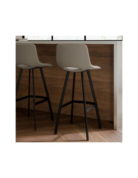 Taburete Alto ASTRO 78 cm, Textil / Metal / Taupe