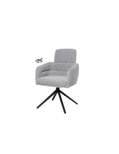 Silla Giratoria THORA, Textil / Metal / Gris Claro
