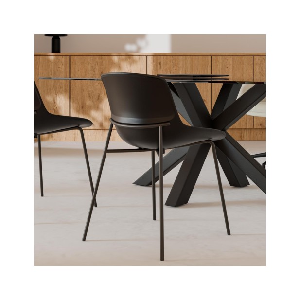 Silla AINA, Plástico / Metal / Negro