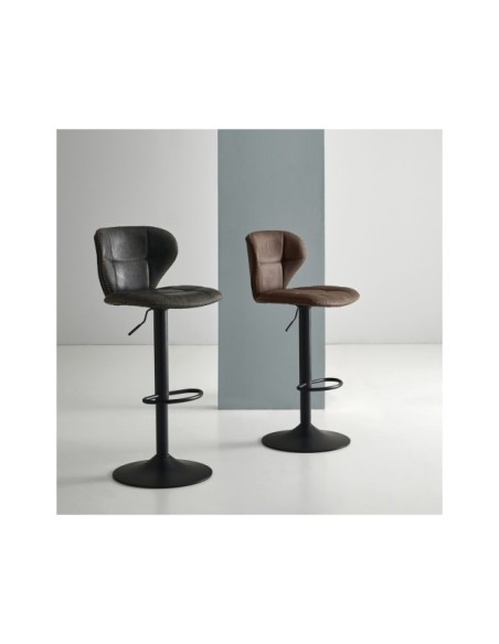 Taburete Alto Regulable PHER 62/84 cm, Textil / Metal / Gris