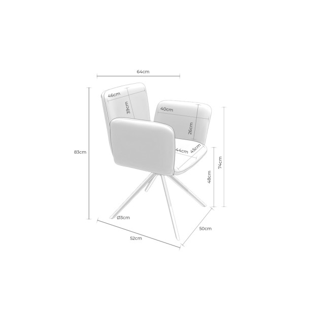 Silla DAG, Textil / Metal / Gris