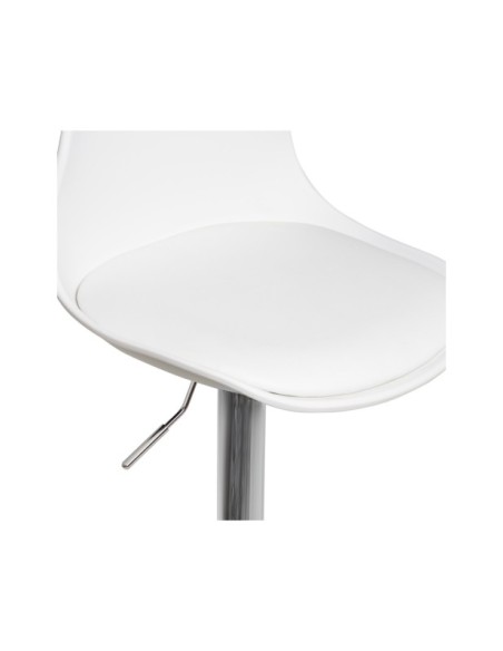 Taburete Alto Regulable GABBY 62/82 cm, Textil / Metal / Plástico / Blanco