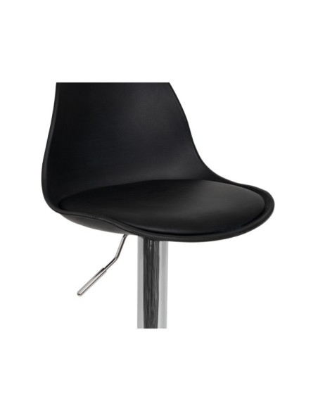 Taburete Alto Regulable GABBY 62/82 cm, Textil / Metal / Plástico / Negro